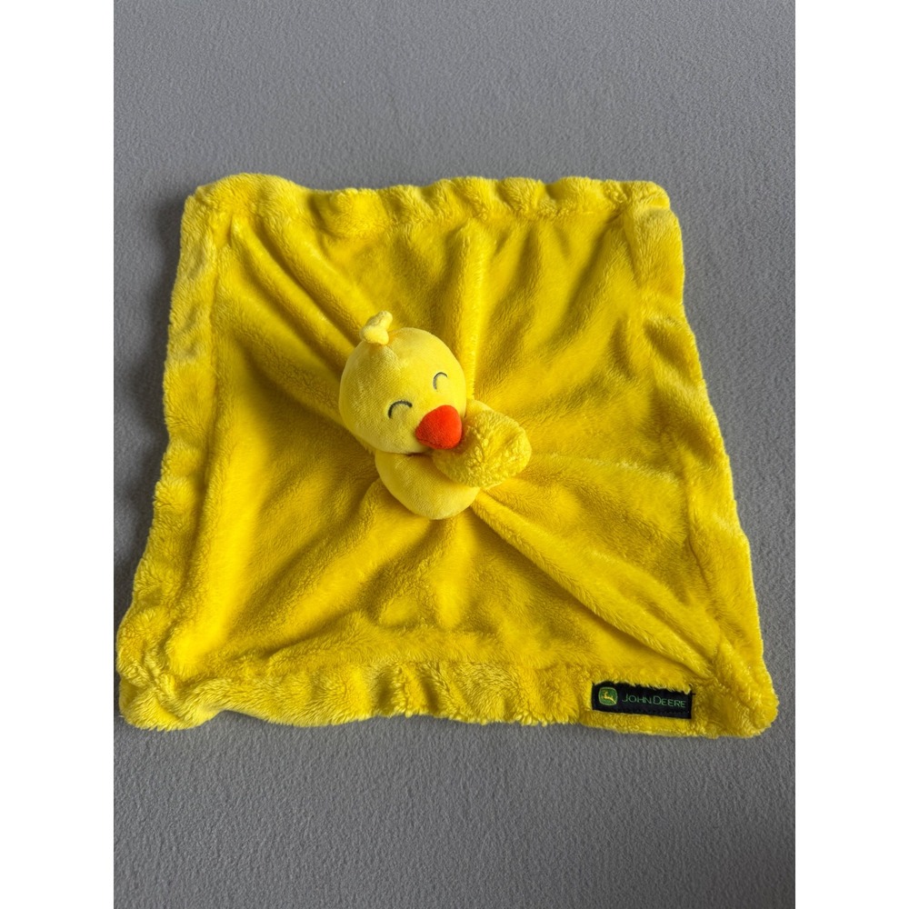 John Deere Baby Security Blanket Yellow Duck Plush Minky Satin Lovey 13x13